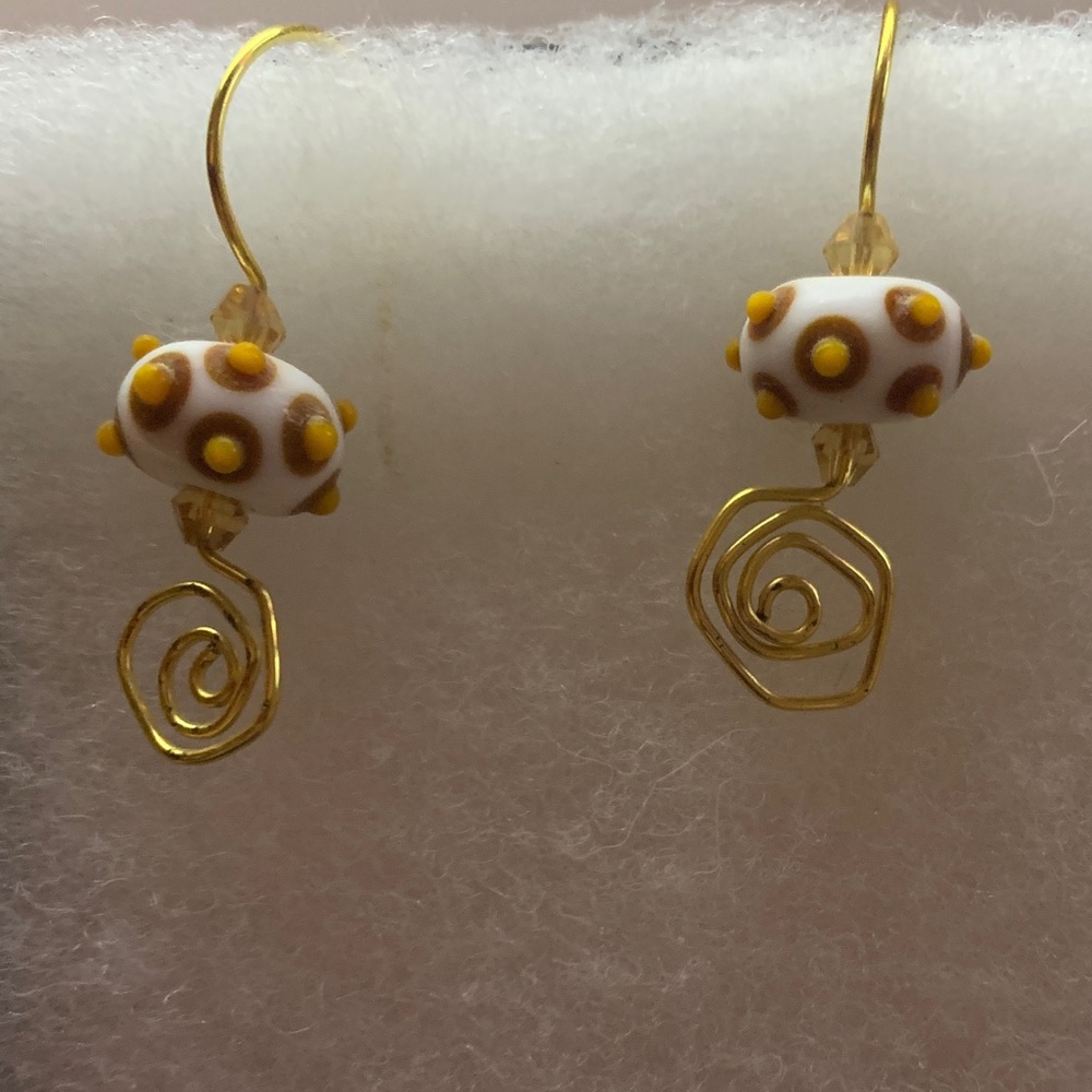 Pulse Gold and White Spiral Earrings